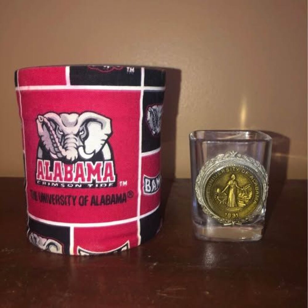 Alabama Crimson Tide Shot Glass and Can Koozie
